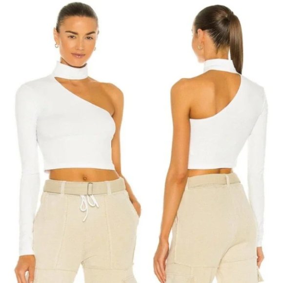Cotton Citizen Tops - NWT Cotton Citizen Brisbane Crop Long Sleeve Cutout Turtleneck Top White Small